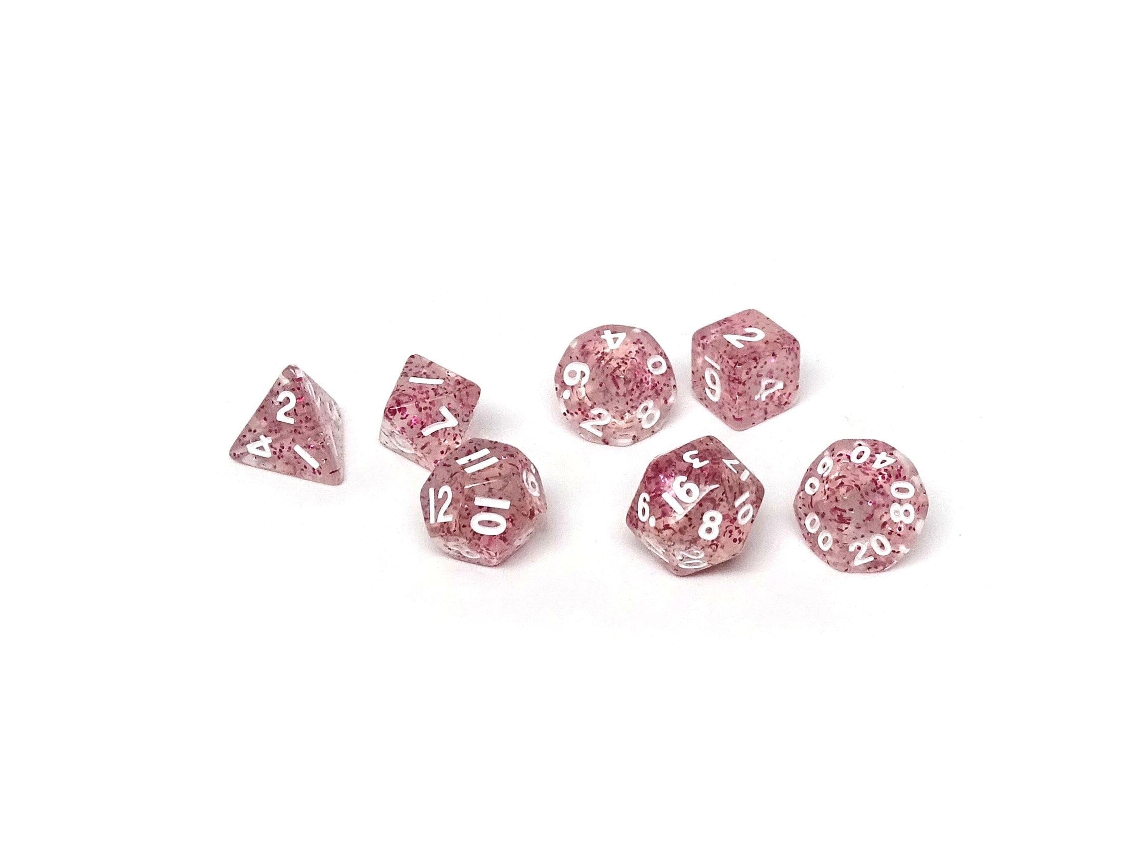 10mm Pink Sparkle Mini Dice Set - Bards & Cards