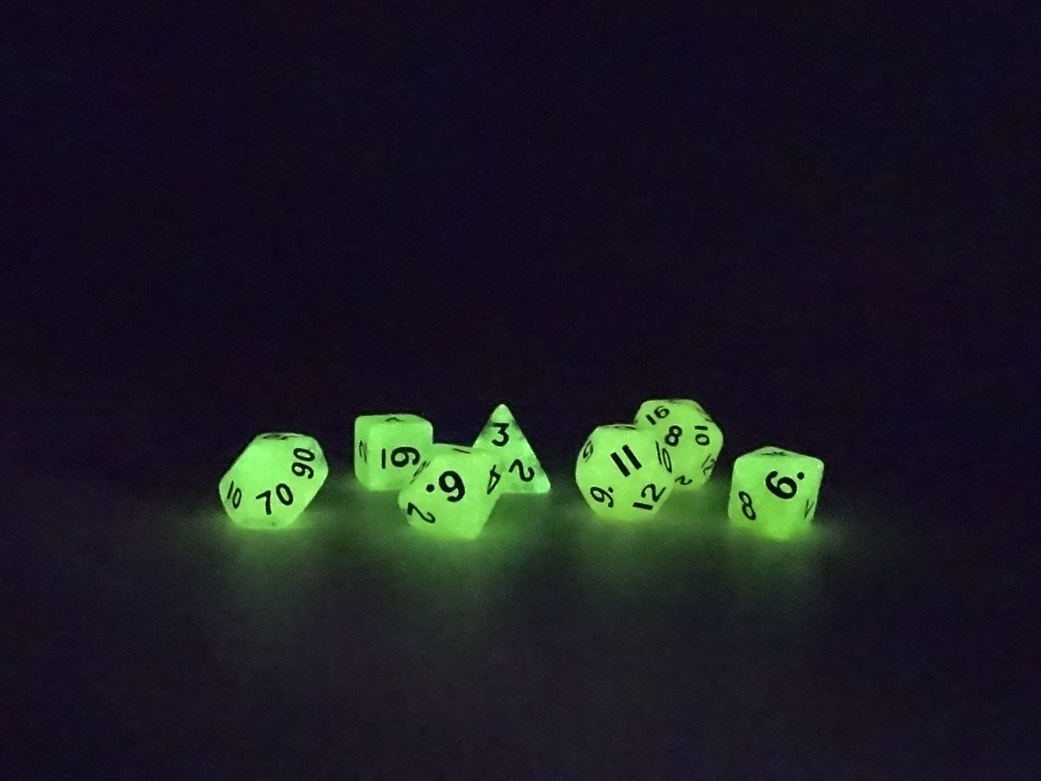 10mm Orange Glow in the Dark Mini Dice Set - Bards & Cards