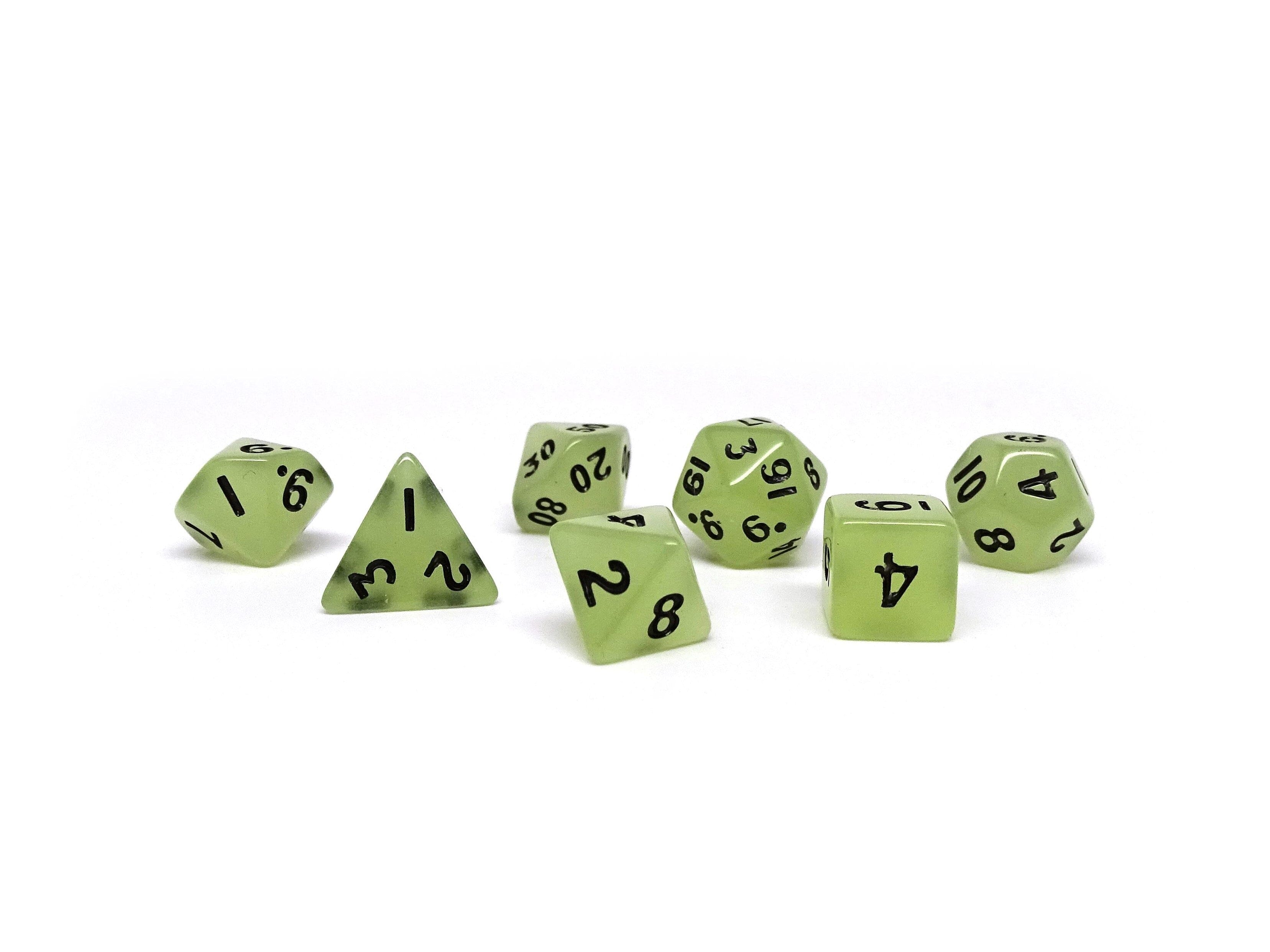 10mm Glow in the Dark Mini Dice Set - Bards & Cards