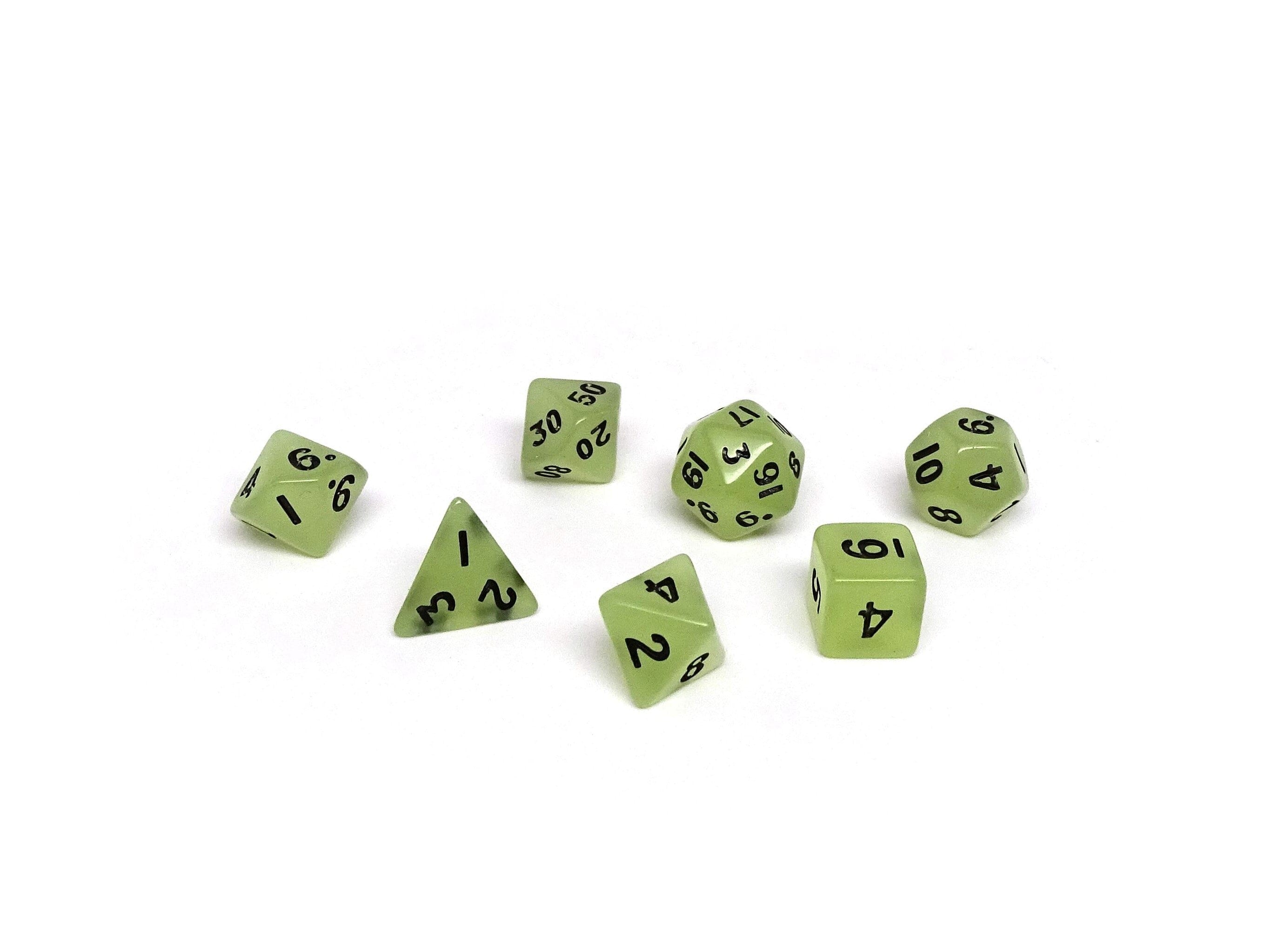 10mm Glow in the Dark Mini Dice Set - Bards & Cards