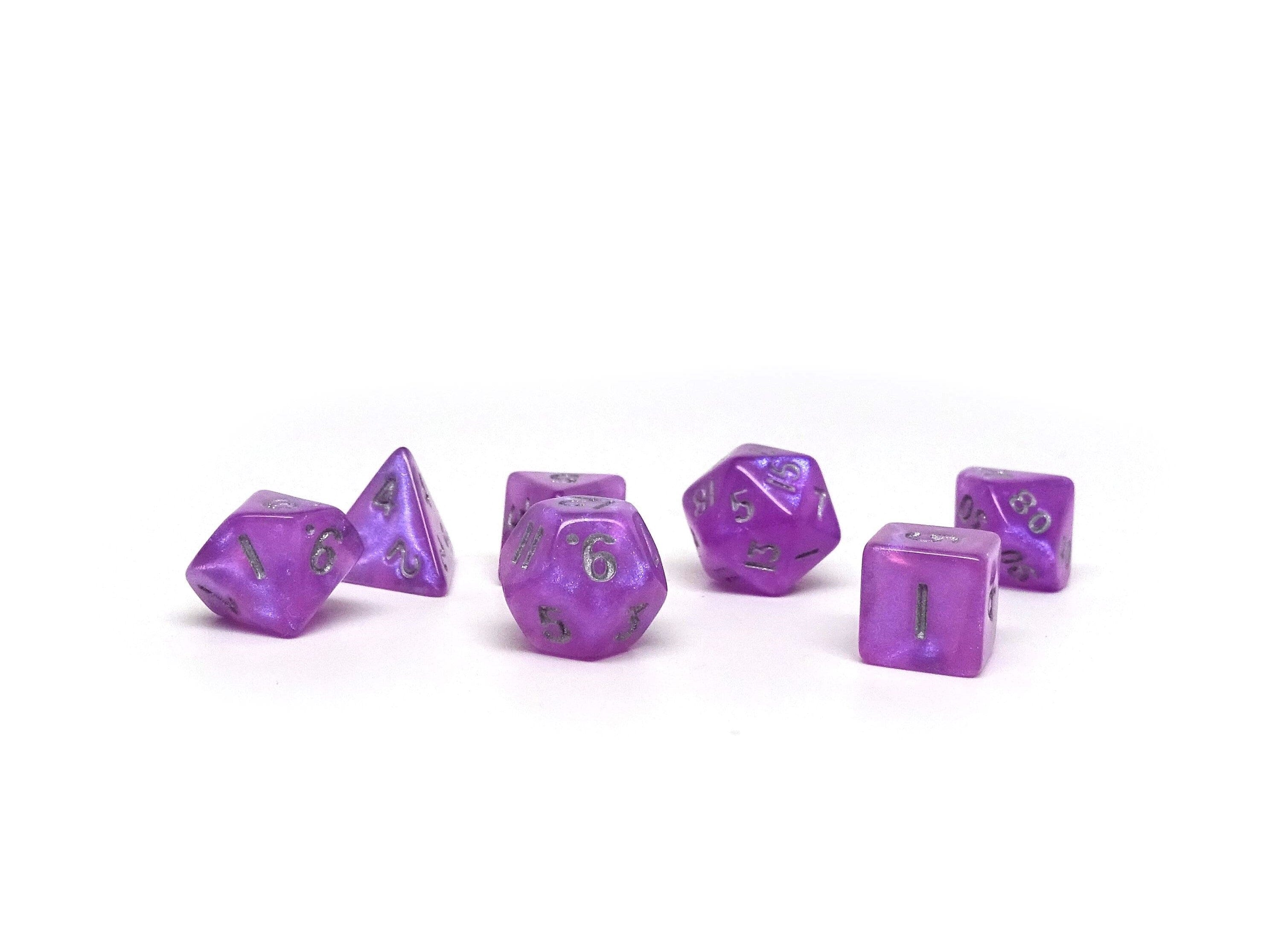 10mm Violet Dust Mini Dice Set - Bards & Cards