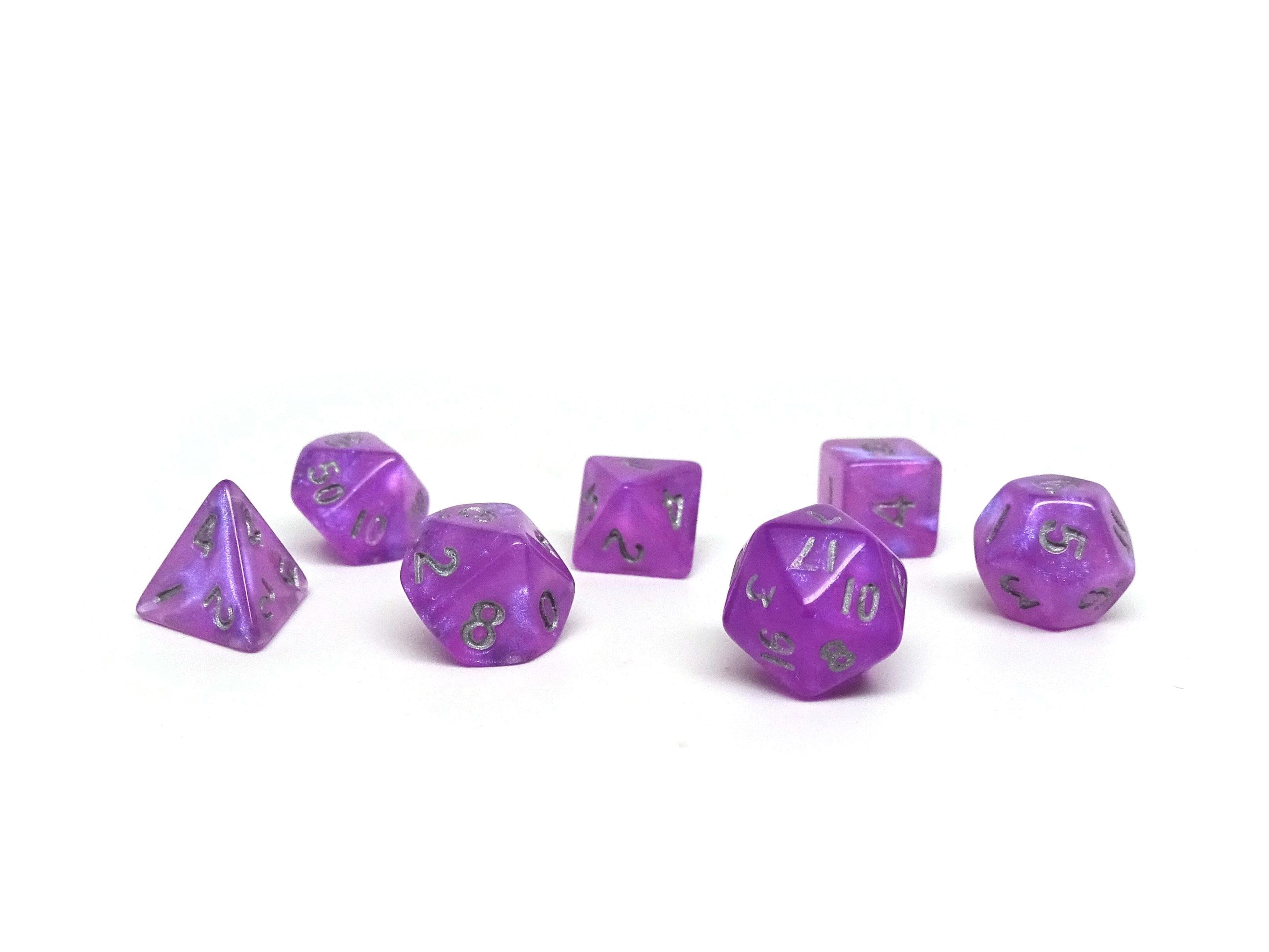 10mm Violet Dust Mini Dice Set - Bards & Cards