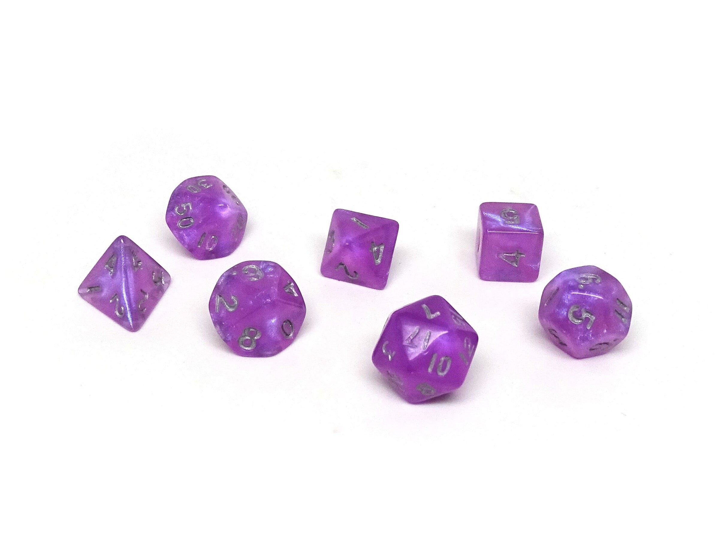 10mm Violet Dust Mini Dice Set - Bards & Cards