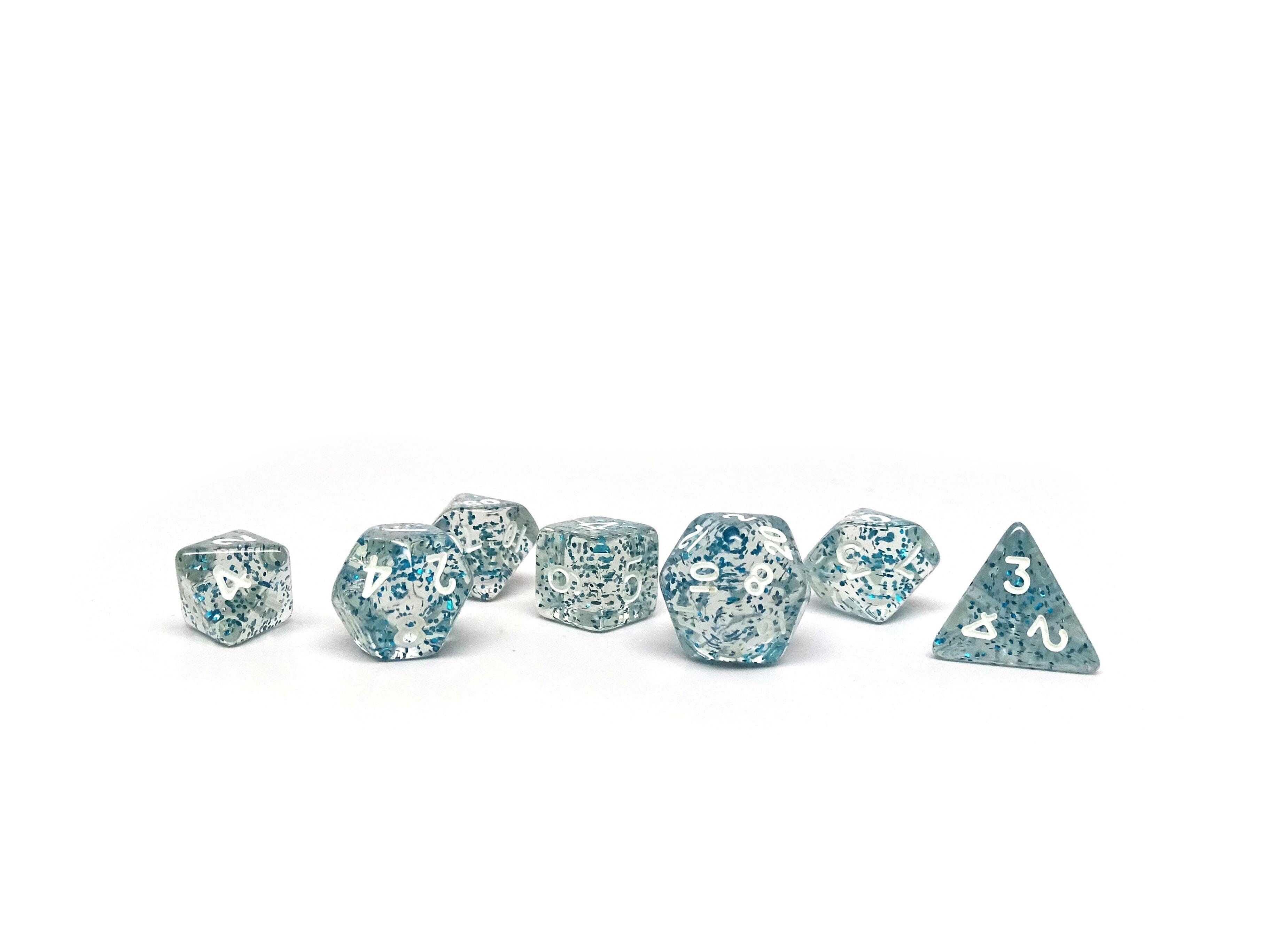 10mm Blue Sparkle Mini Dice Set - Bards & Cards