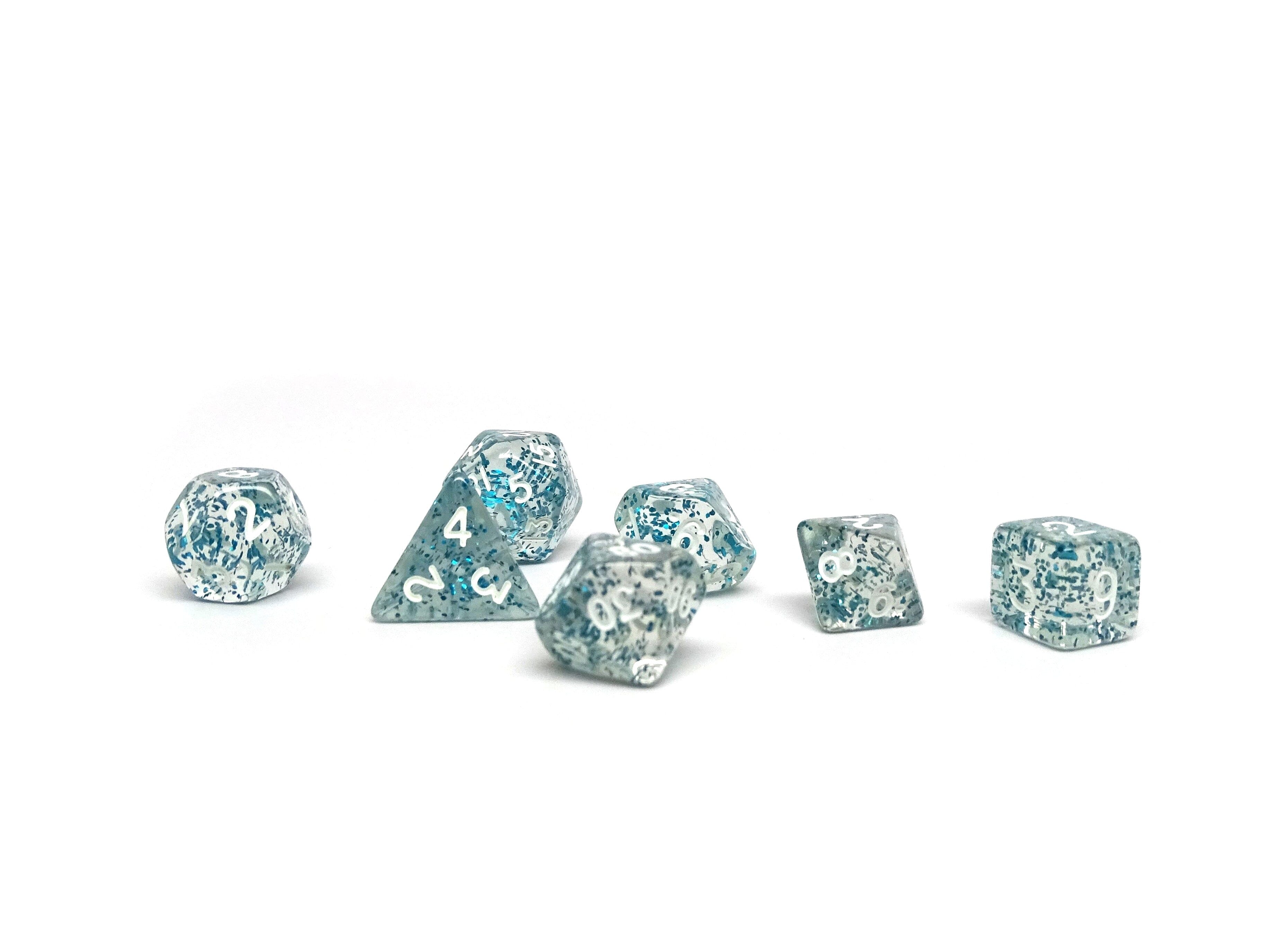 10mm Blue Sparkle Mini Dice Set - Bards & Cards