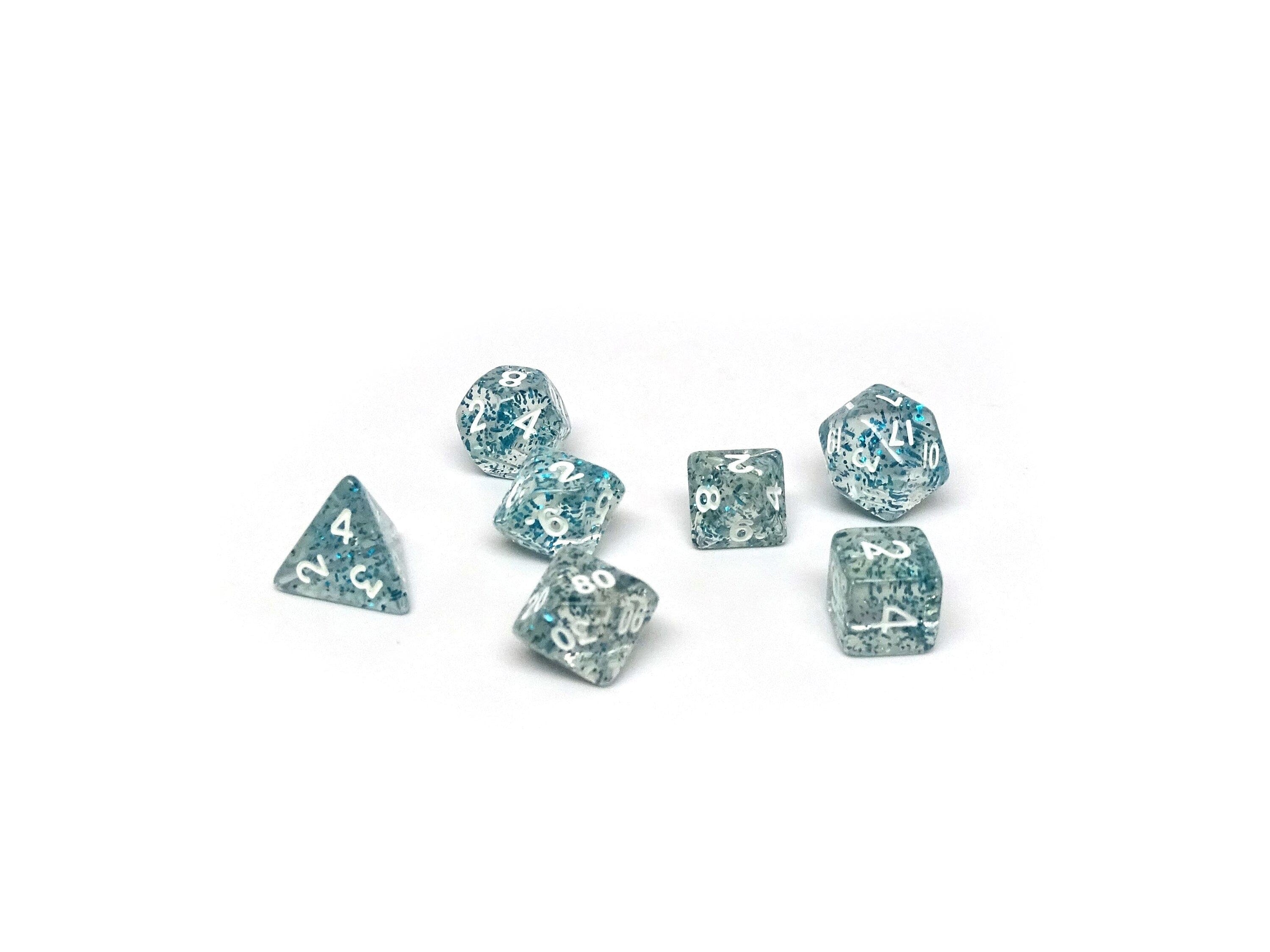 10mm Blue Sparkle Mini Dice Set - Bards & Cards