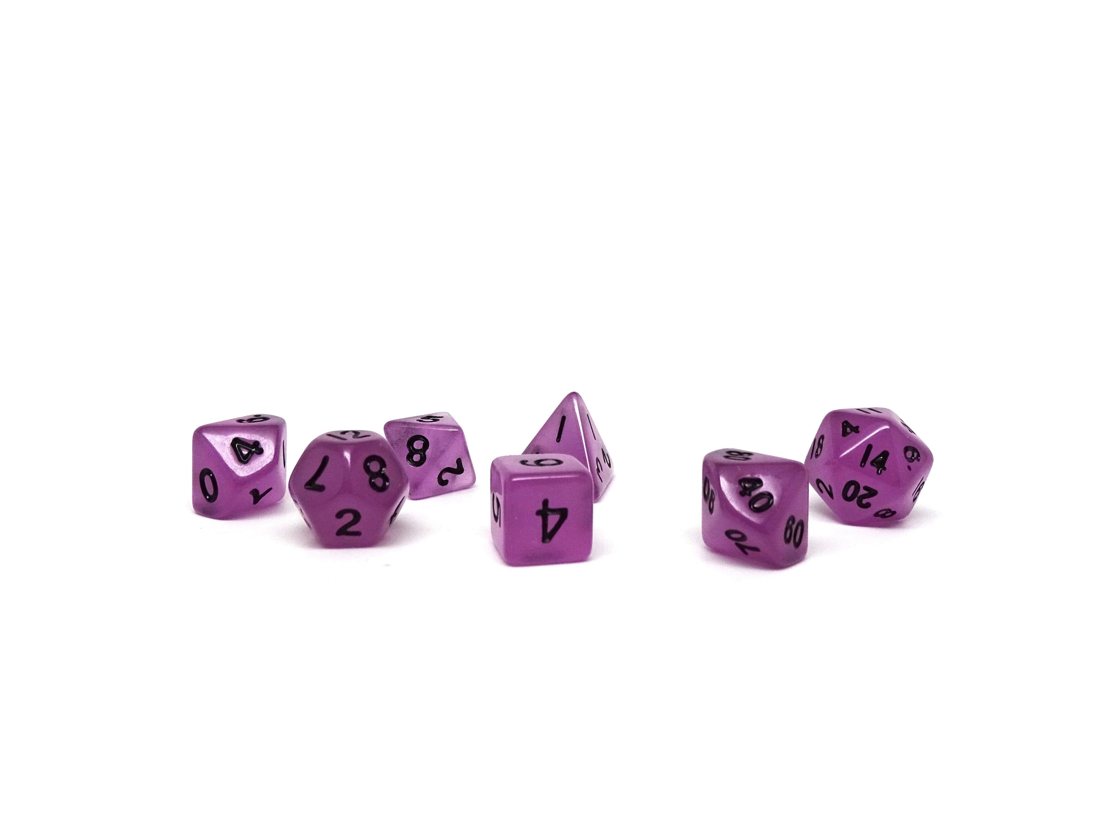 10mm Poison Purple Mini Dice Set - Bards & Cards