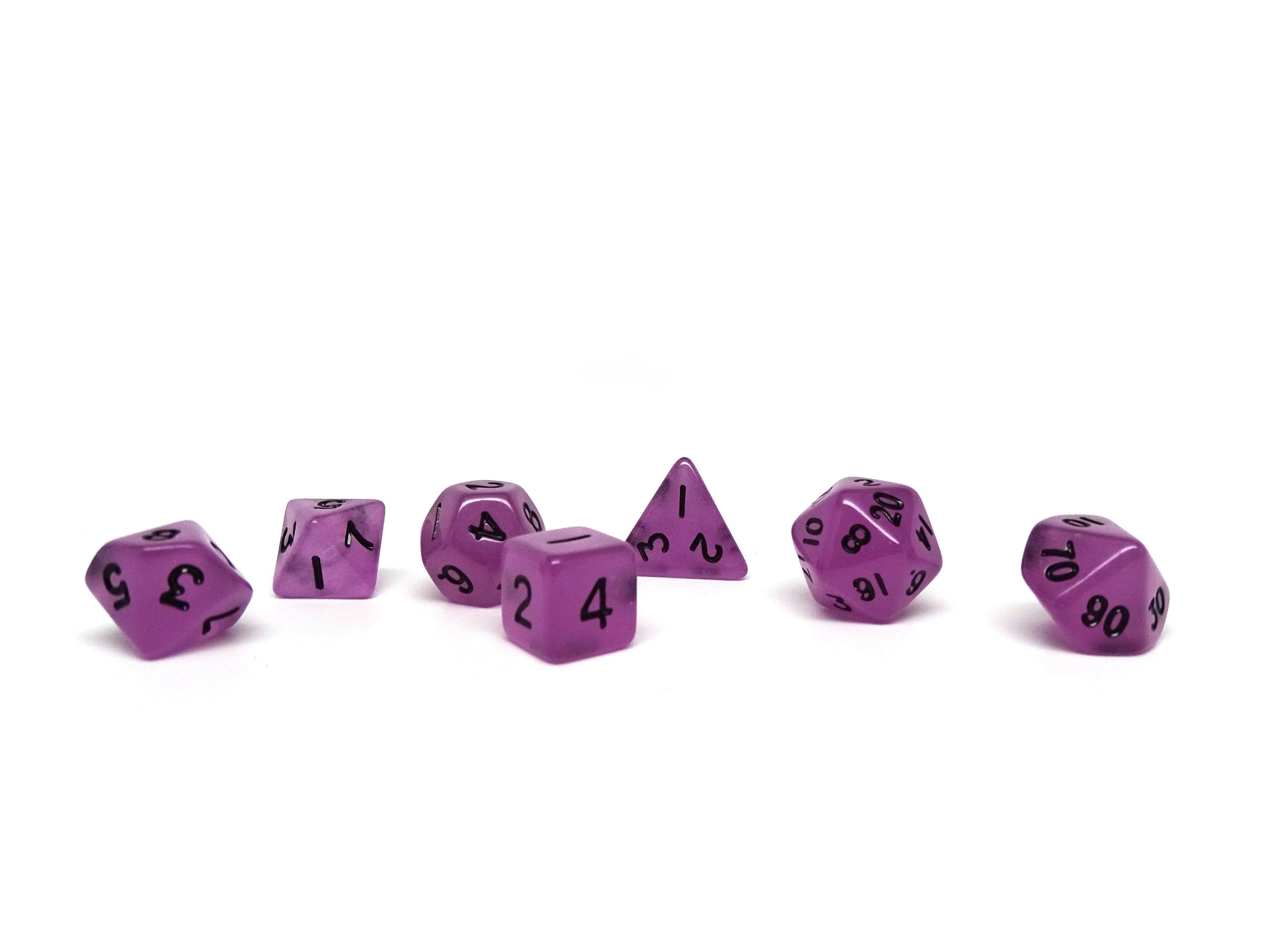 10mm Poison Purple Mini Dice Set - Bards & Cards