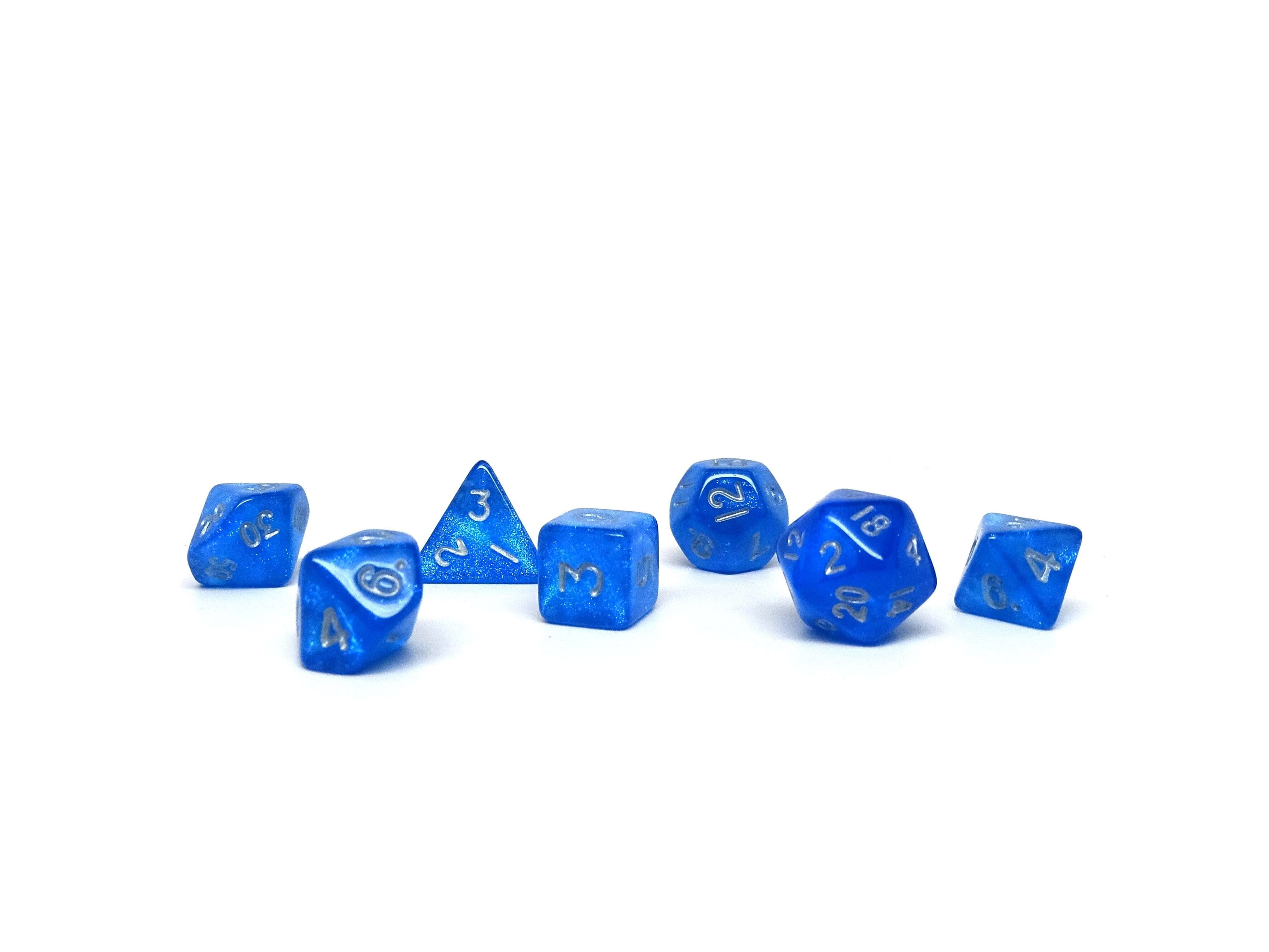 10mm Ocean Blue Mini Dice Set - Bards & Cards