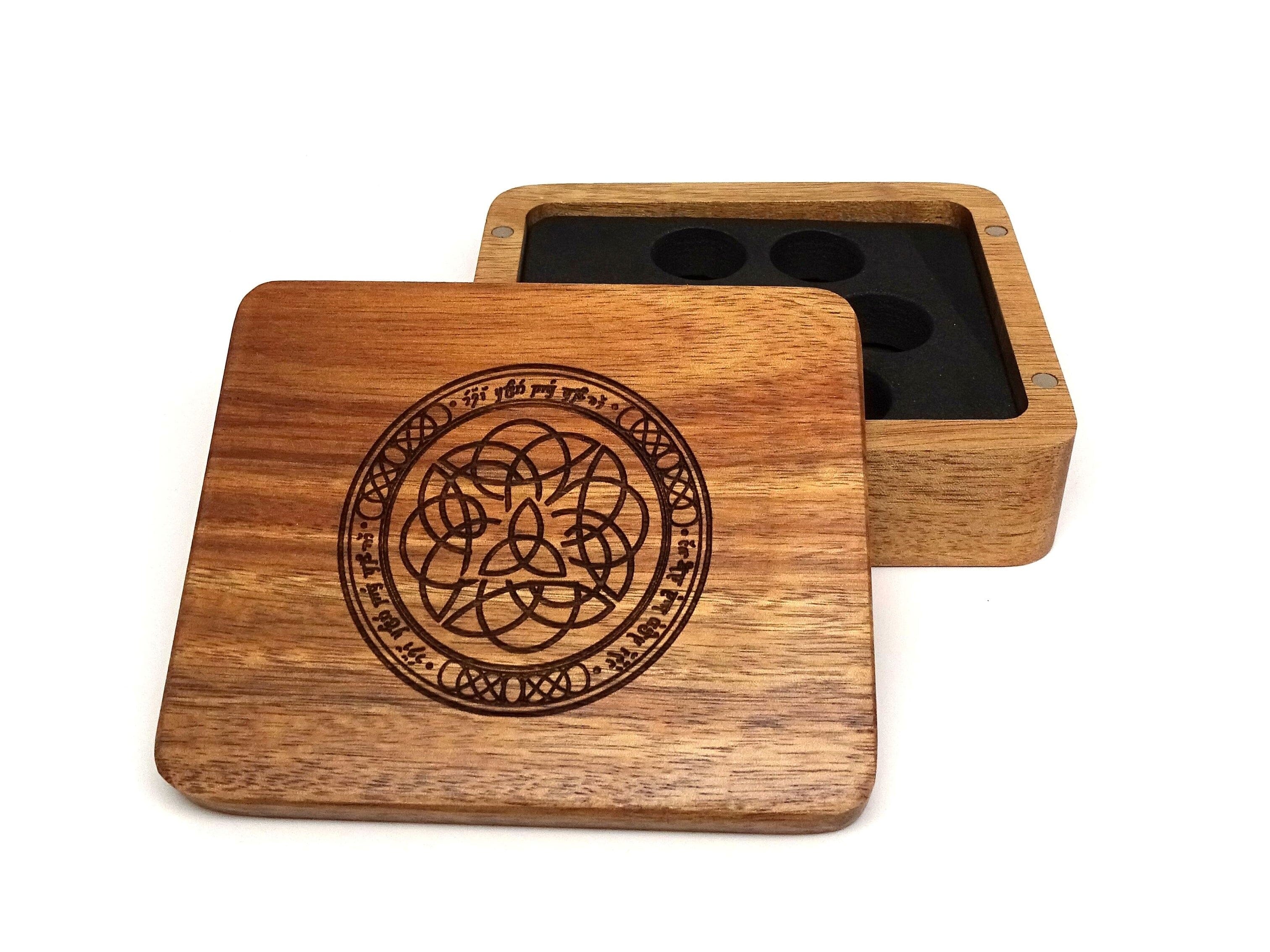 Elven Runes Wooden Dice Case - Bards & Cards