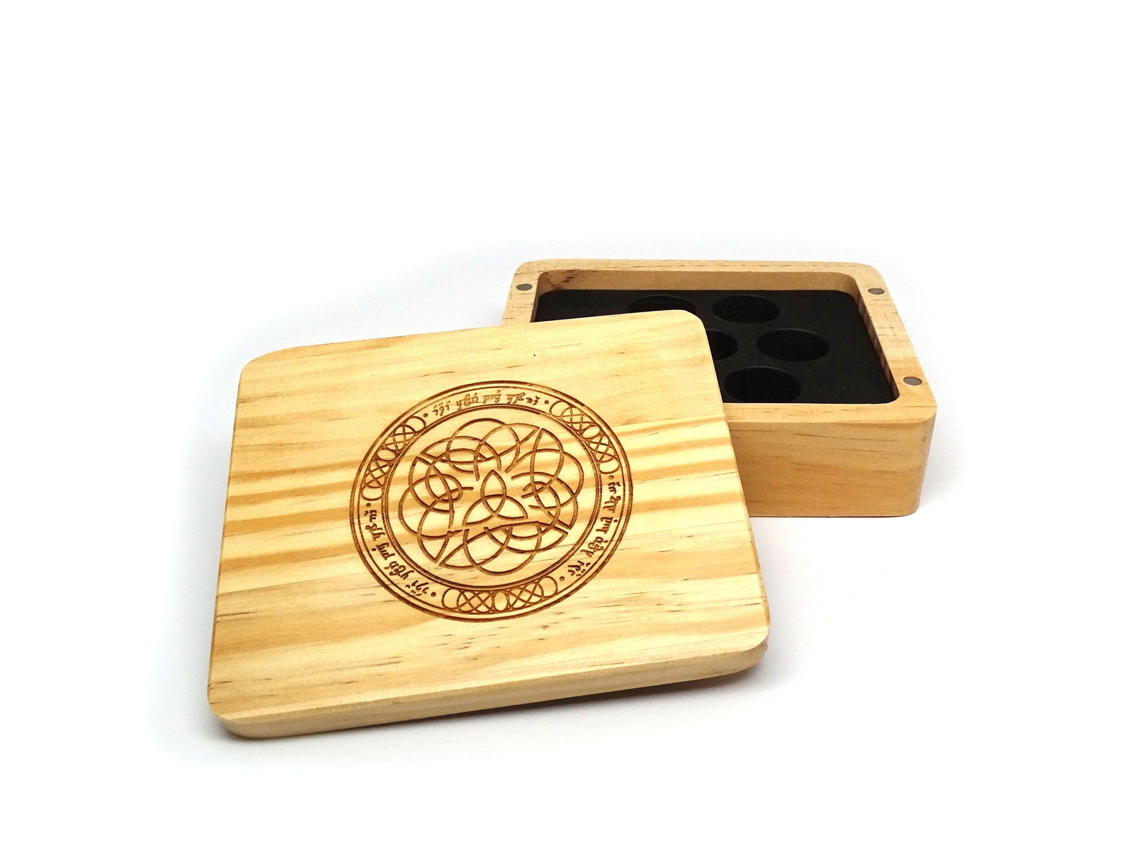 Elven Runes Wooden Dice Case - Bards & Cards