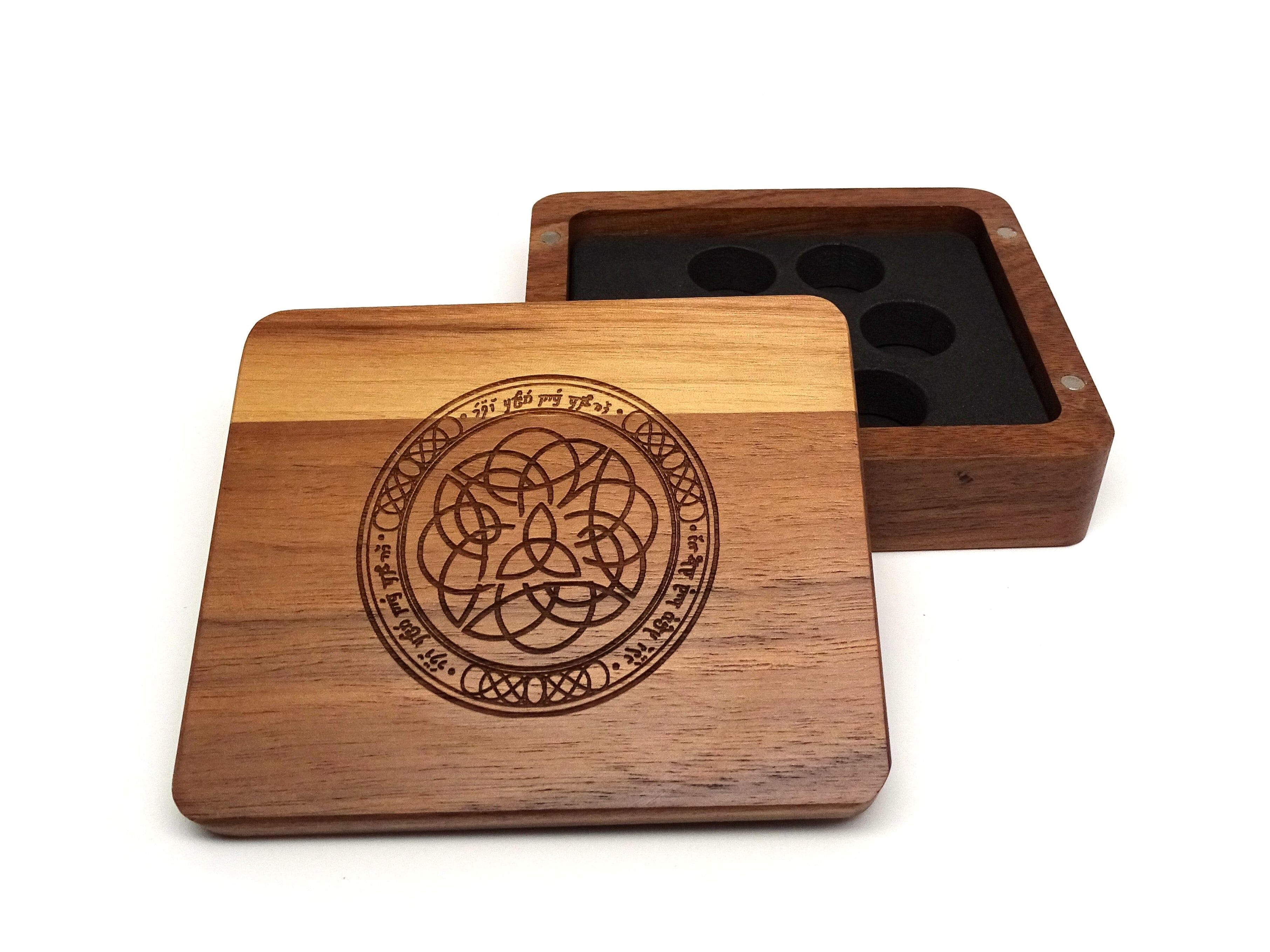 Elven Runes Wooden Dice Case - Bards & Cards