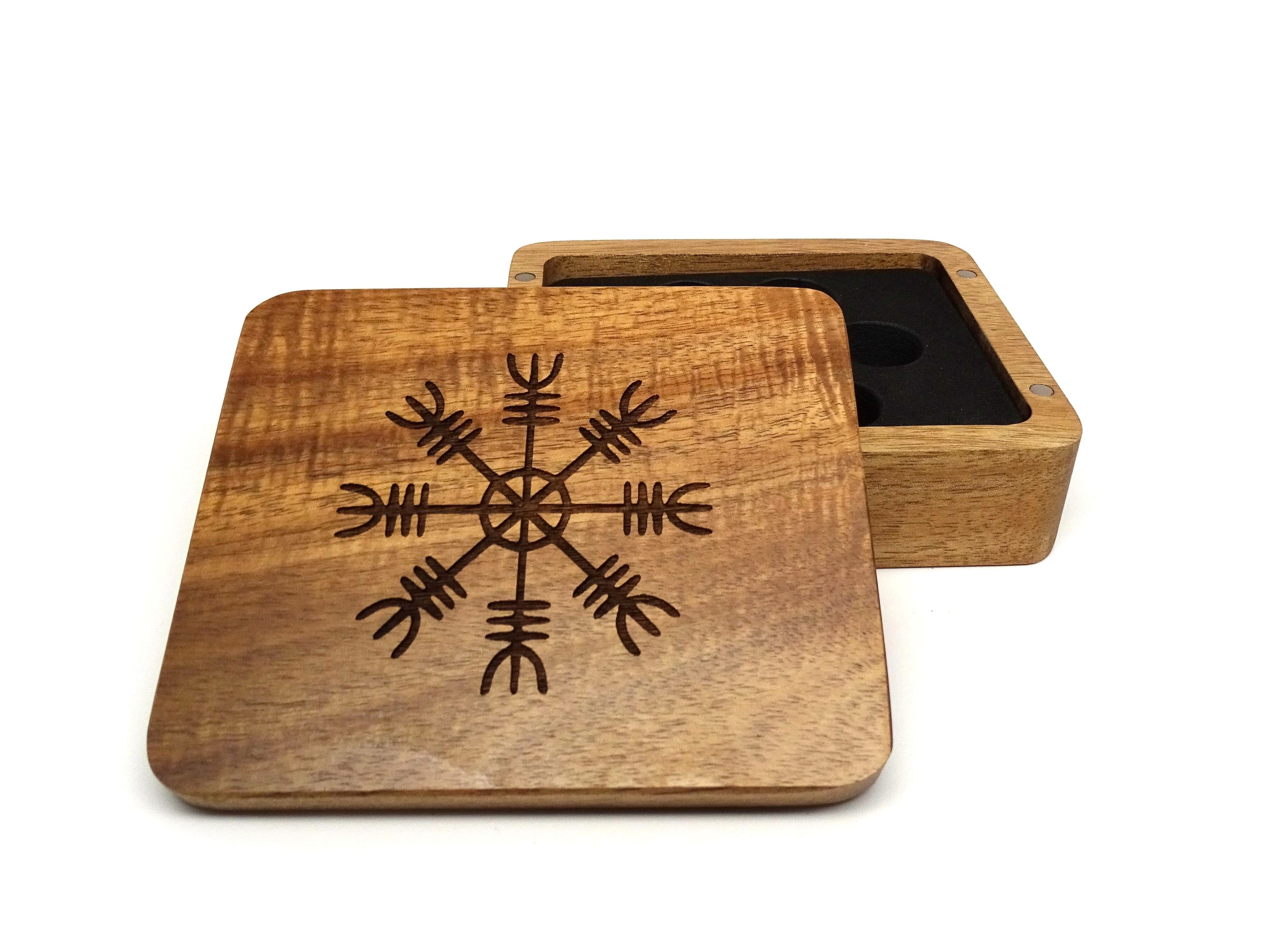 Helm of Awe Wooden Dice Case - Bards & Cards