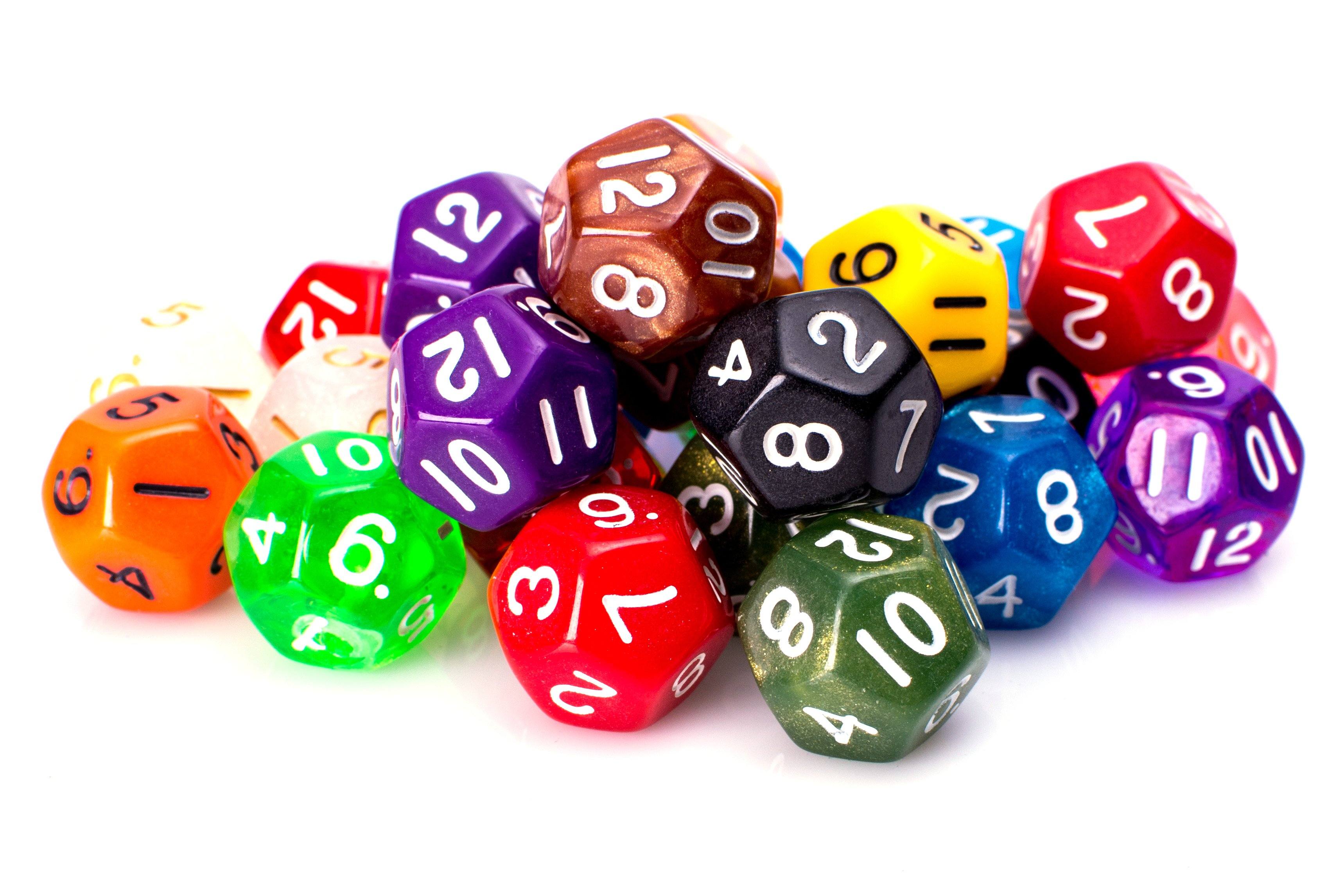 12 Sided Dice | 25 Count Assorted | Multi Colored D12s - Bards & Cards