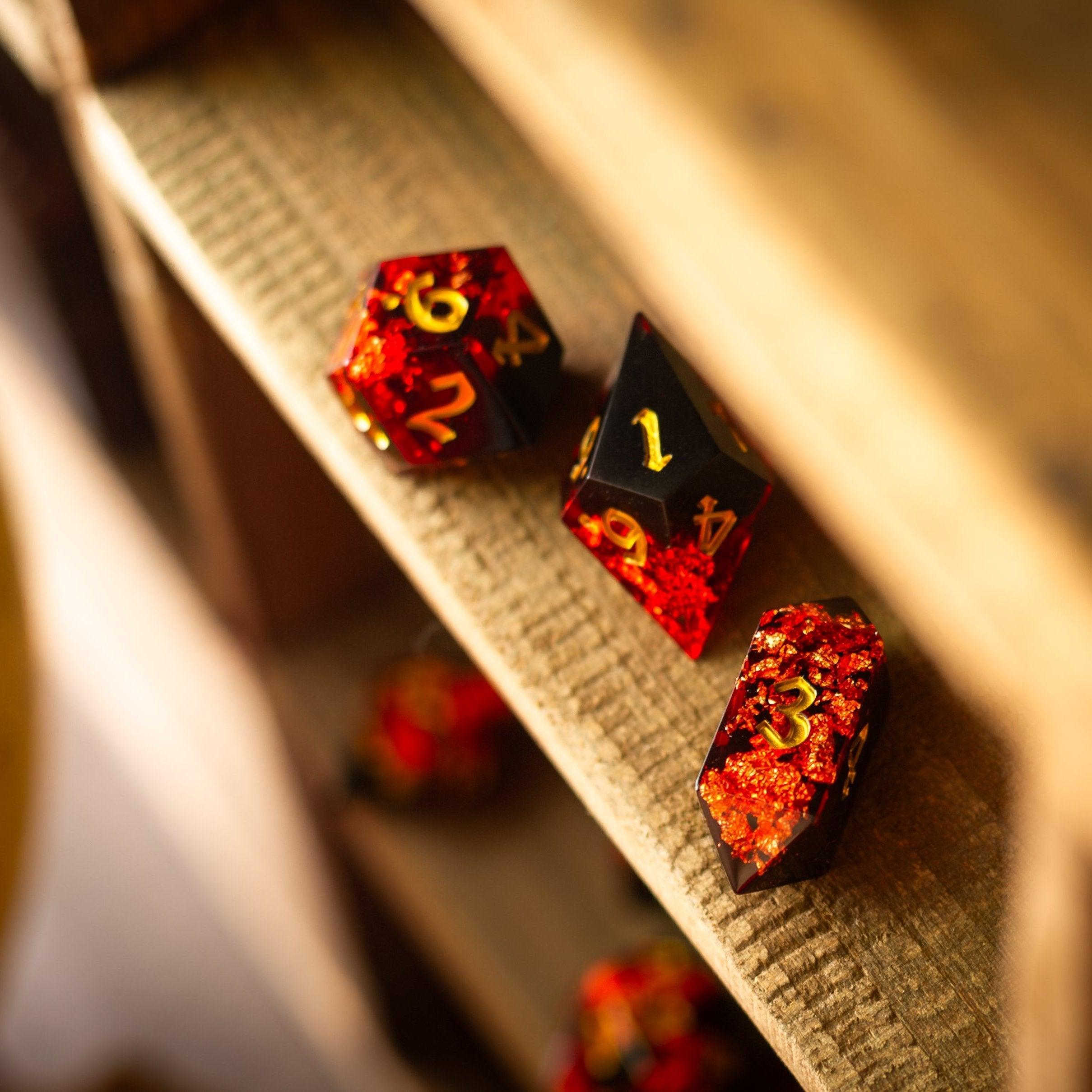 Dark Blood Handmade Resin DND Dice Set - 0