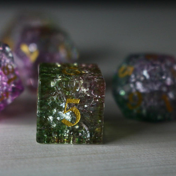 Dark Nox Forge Fire Glass DND Dice Set - Bards & Cards