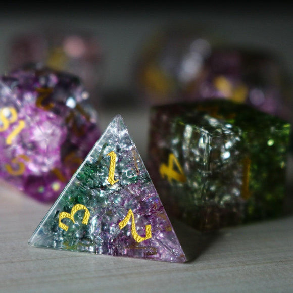 Dark Nox Forge Fire Glass DND Dice Set - Bards & Cards
