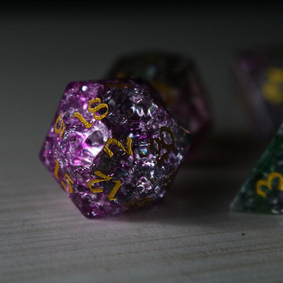 Dark Nox Forge Fire Glass DND Dice Set - Bards & Cards