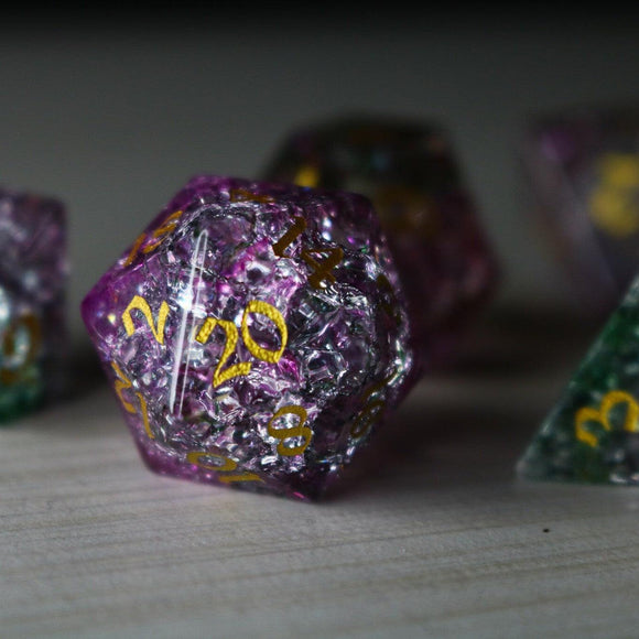 Dark Nox Forge Fire Glass DND Dice Set - Bards & Cards