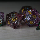 Dark Nox Forge Fire Glass DND Dice Set - Bards & Cards