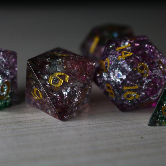 Dark Nox Forge Fire Glass DND Dice Set - Bards & Cards