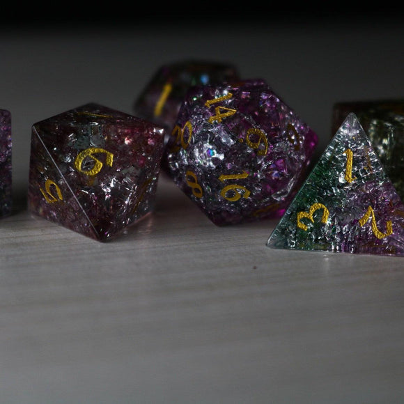 Dark Nox Forge Fire Glass DND Dice Set - Bards & Cards