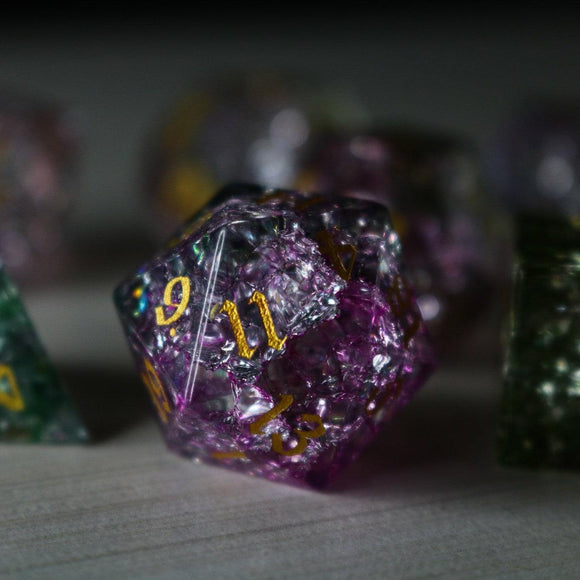 Dark Nox Forge Fire Glass DND Dice Set - Bards & Cards