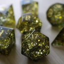 Dark Sun (Green And Yellow) Forge Fire Glass DND Dice Set - Bards & Cards