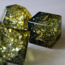 Dark Sun (Green And Yellow) Forge Fire Glass DND Dice Set - Bards & Cards