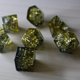 Dark Sun (Green And Yellow) Forge Fire Glass DND Dice Set - Bards & Cards