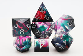 Sharp Edge Resin RPG Dice Set - Daytona - Bards & Cards