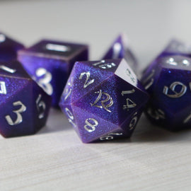 Deep Space Handmade Sharp Edge Resin DND Dice Set - Bards & Cards