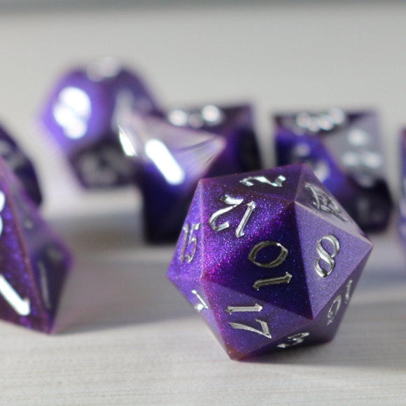 Deep Space Handmade Sharp Edge Resin DND Dice Set - Bards & Cards