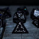 Dragon Shield Blue Sandstone (Silver Font) Gemstone DND Dice Set - Bards & Cards