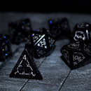 Dragon Shield Blue Sandstone (Silver Font) Gemstone DND Dice Set - Bards & Cards