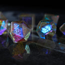 Dragon Shield Gemstone Dichroic Glass DND Dice Set - Bards & Cards