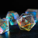 Dragon Shield Gemstone Dichroic Glass DND Dice Set - Bards & Cards