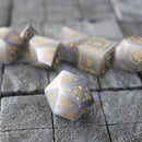 Dragon Shield Gray Cats Eye Gemstone DND Dice Set - Bards & Cards