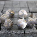 Dragon Shield Gray Cats Eye Gemstone DND Dice Set - Bards & Cards