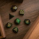 Dragon Shield Green Cats Eye Stone Gemstone DND Dice Set - Bards & Cards