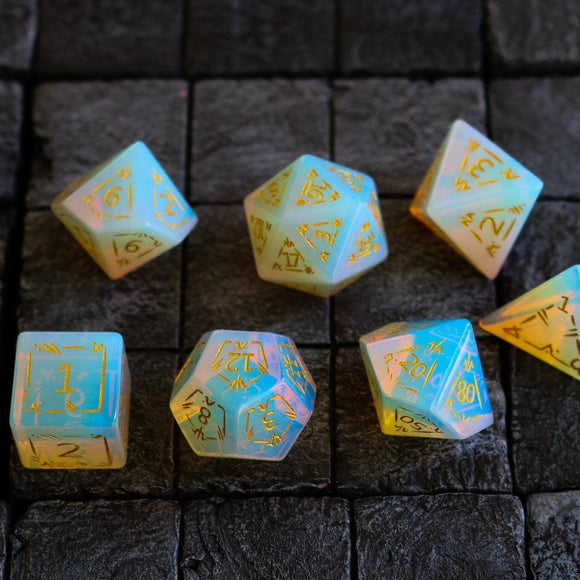 Dragon Shield Opalite Gemstone DND Dice Set - Bards & Cards