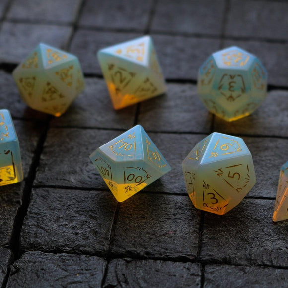 Dragon Shield Opalite Gemstone DND Dice Set - Bards & Cards