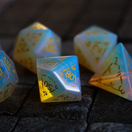 Dragon Shield Opalite Gemstone DND Dice Set - Bards & Cards