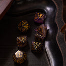 Dragon Shield Purple Amethyst Gemstone DND Dice Set - Bards & Cards