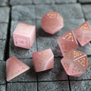Dragon Shield Watermelon Cats Eye Stone Gemstone DND Dice Set - Bards & Cards
