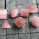 Dragon Shield Watermelon Cats Eye Stone Gemstone DND Dice Set - Bards & Cards