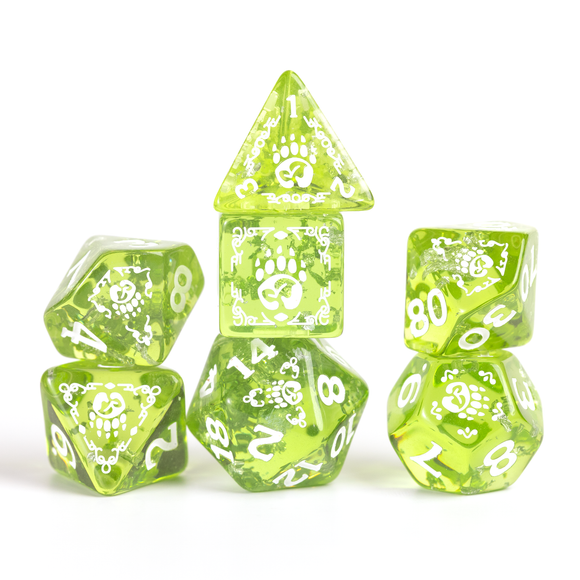 D&D Adventure Dice Set - Druid Edition | Green 15pc Collection - Bards & Cards