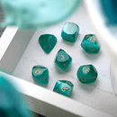 Dwarf Cut Aquamarine Cat’s Eye Gemstone Premium DND Dice Set - Bards & Cards