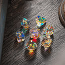 Dwarf Cut Dichroic Glass Premium DND Dice Set - Bards & Cards