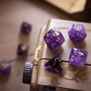 Dwarf Cut Purple Amethyst Gemstone Premium DND Dice Set - Bards & Cards